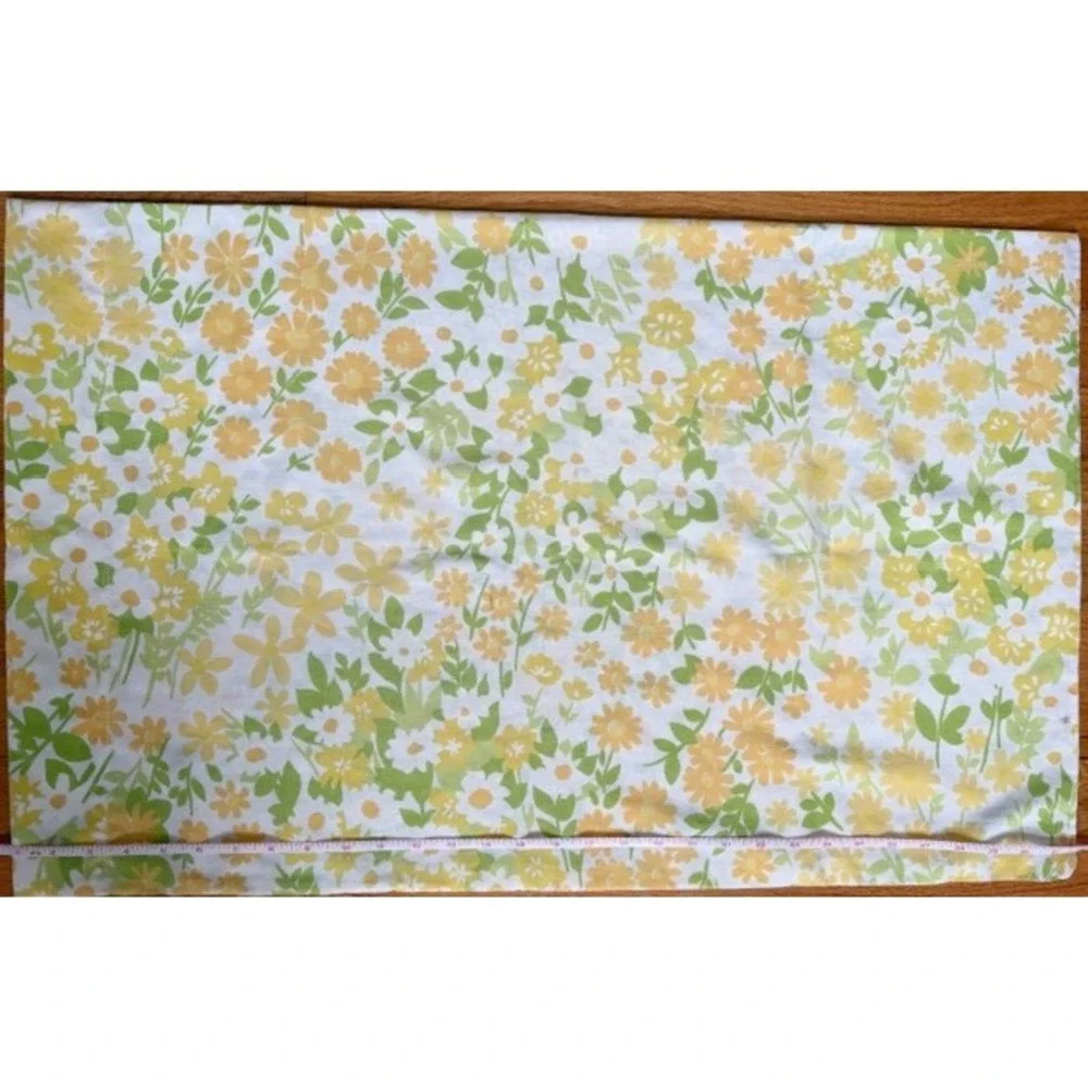 Vintage pillowcase with yellow and green Floral